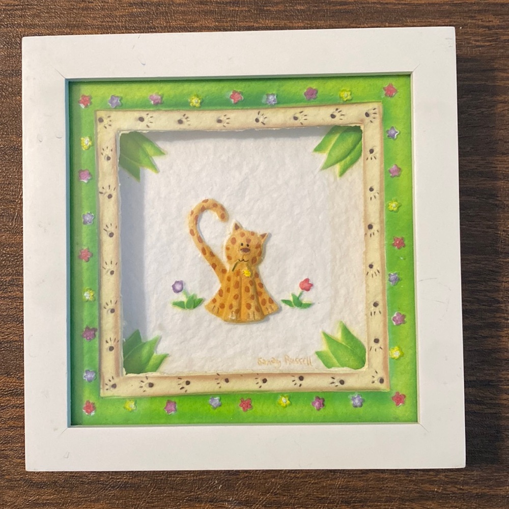 7 1/2 x 7 1/2” Orange Kitty Picture. Adorable!